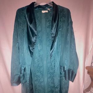 Vintage Victoria secret emerald green robe with floral pattern